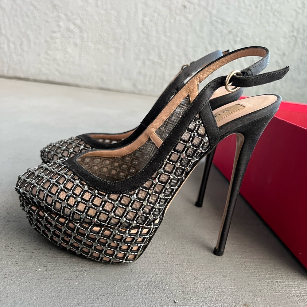 Valentino Black Stiletto Heels with Slingback